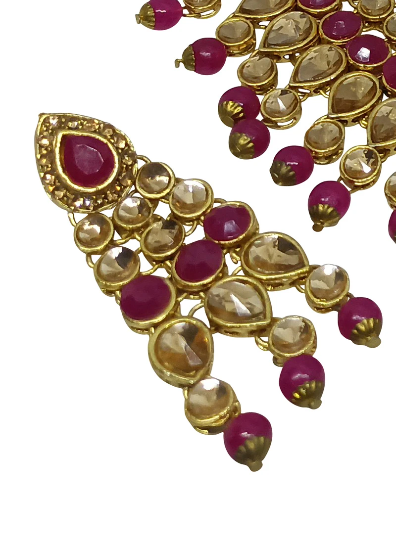 Pink N Gold Necklace Set Party Wear 1 Pink N Gold Necklace Set Party Wear