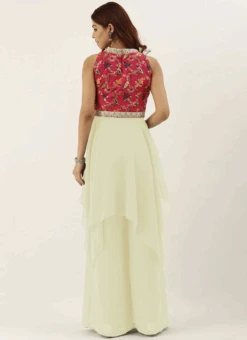 Pink N Off White Floor Length Palazzo Set Festive Wear