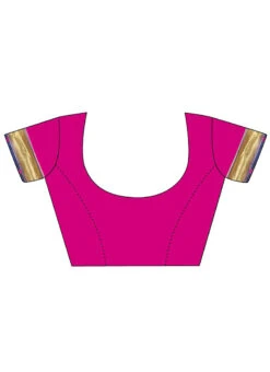 Pink N Royal Blue Banarasi Silk Zari Saree Festive Wear -C Bazaar Shop pink n royal blue banarasi silk zari saree sasstsktic38532a b