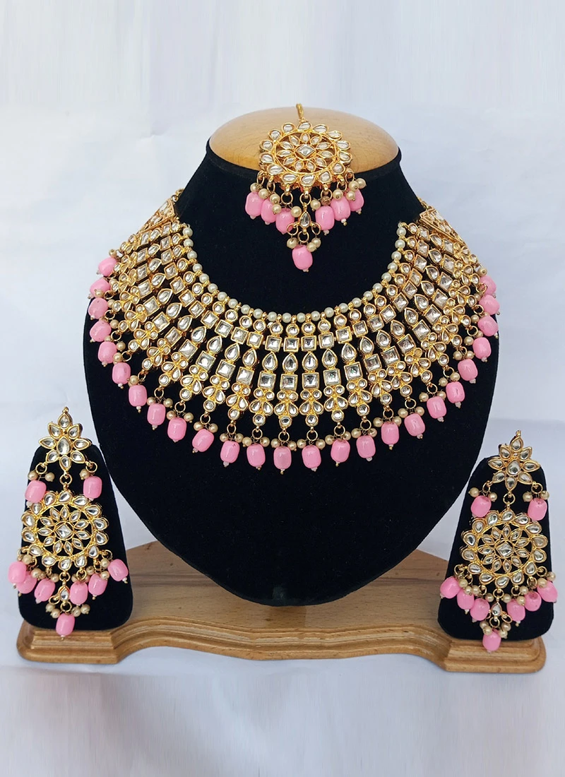 Pink Necklace Set Wedding Wear 3 Pink Necklace Set Wedding Wear - Image 3