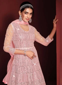 Pink Net Embroidered N Sequins Anarkali Suit Party Wear 7 Pink Net Embroidered N Sequins Anarkali Suit Party Wear -C Bazaar Shop pink net embroidered n sequins anarkali suit slska43387954 b