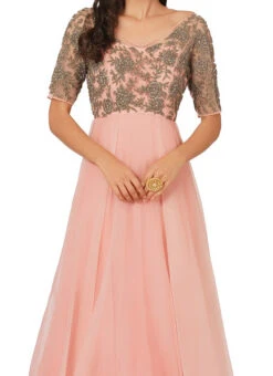 Pink Organza Embroidered Anarkali Suit Party Wear