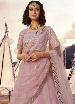 Pink Organza Umbrella Lehenga Wedding Wear 7 Pink Organza Umbrella Lehenga Wedding Wear -C Bazaar Shop pink organza umbrella lehenga ghsaj40965501 b