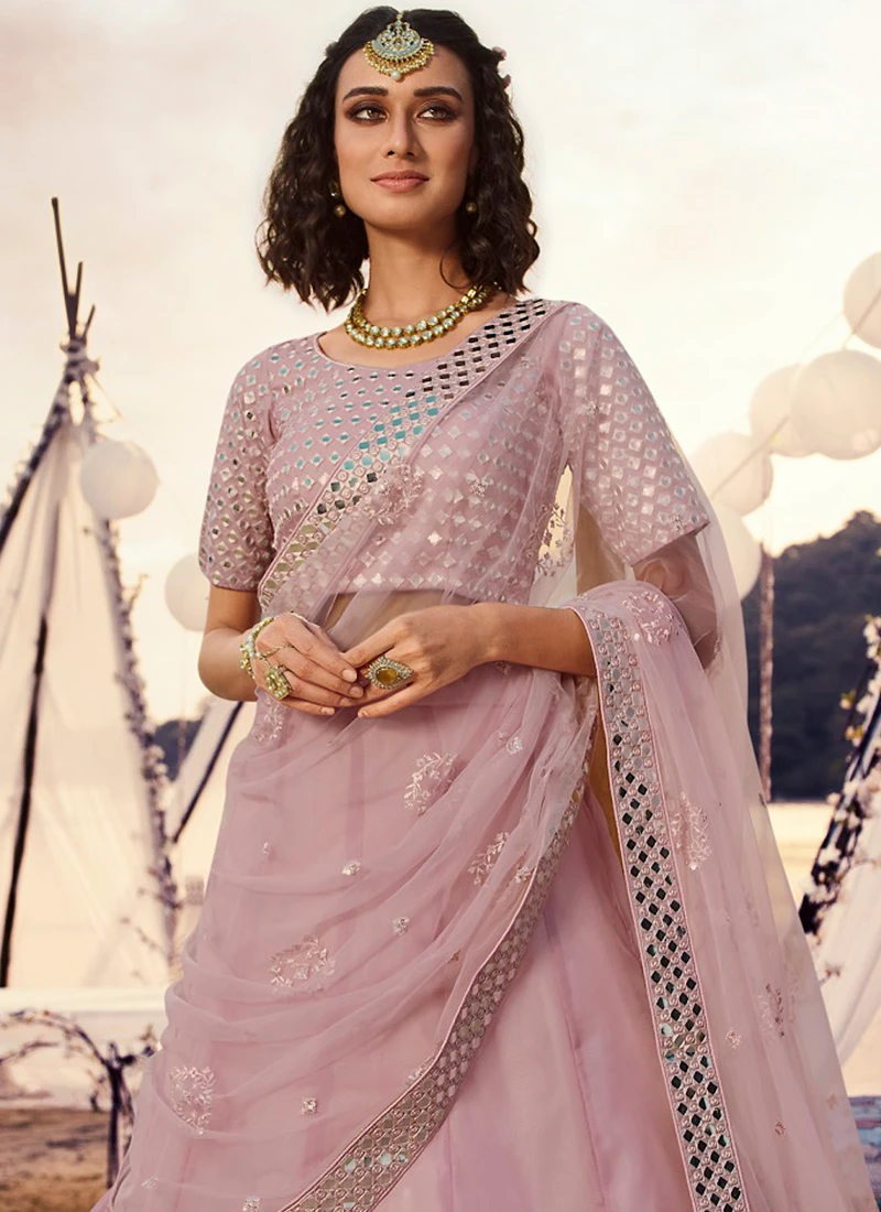 Pink Organza Umbrella Lehenga Wedding Wear 4 Pink Organza Umbrella Lehenga Wedding Wear - Image 4