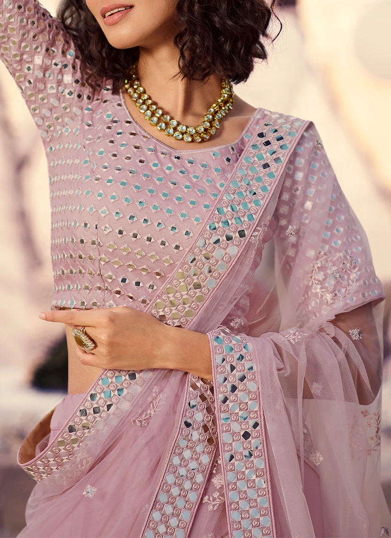 Pink Organza Umbrella Lehenga Wedding Wear 1 Pink Organza Umbrella Lehenga Wedding Wear