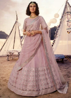 Pink Organza Umbrella Lehenga Wedding Wear 6 Pink Organza Umbrella Lehenga Wedding Wear -C Bazaar Shop pink organza umbrella lehenga ghsaj40965501 u