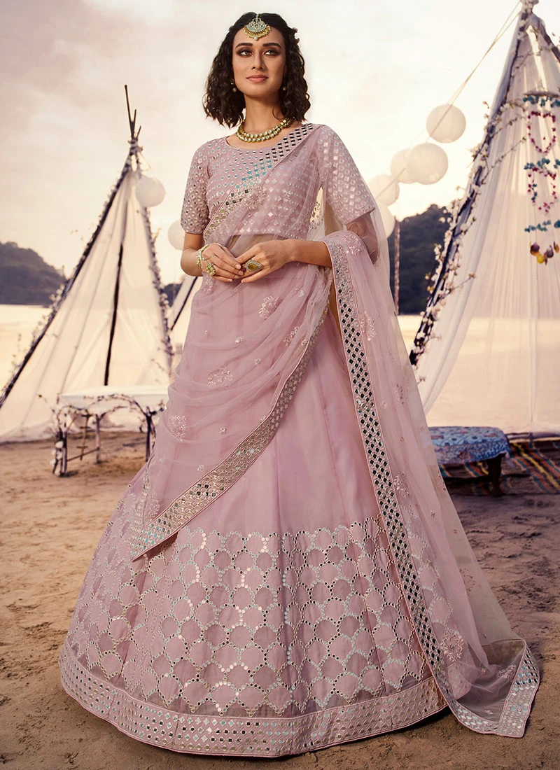 Pink Organza Umbrella Lehenga Wedding Wear 3 Pink Organza Umbrella Lehenga Wedding Wear - Image 3