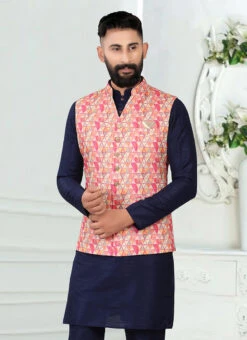 Pink Rayon Digital Printed Nehru Jacket -C Bazaar Shop pink rayon digital printed nehru jacket jmkmdc1318 b