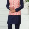 Pink Rayon Digital Printed Nehru Jacket