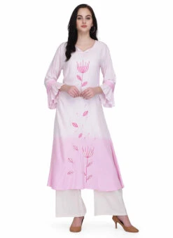 Pink Rayon Kurta Palazzo Set Work Wear -C Bazaar Shop pink rayon kurta palazzo set krsupifc951 u