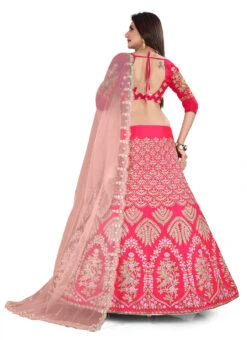 Pink Satin Zari Embroidery A Line Lehenga Party Wear -C Bazaar Shop pink satin zari embroidery a line lehenga ghsyenmt11 b