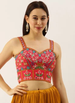 Pink Silk Embroidered Work Blouse Party Wear 6 Pink Silk Embroidered Work Blouse Party Wear -C Bazaar Shop pink silk embroidered work blouse blspfb133 u