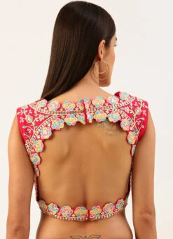 Pink Silk Embroidery Blouse Party Wear -C Bazaar Shop pink silk embroidery blouse blspfb168ro b