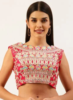 Pink Silk Embroidery Blouse Party Wear -C Bazaar Shop pink silk embroidery blouse blspfb168ro u