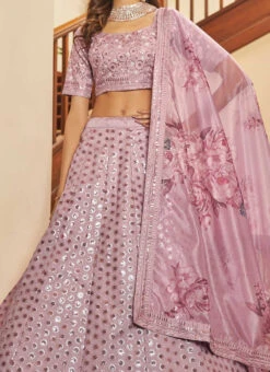 Pink Soft Art Silk Embroidered Umbrella Lehenga Choli Festive Wear