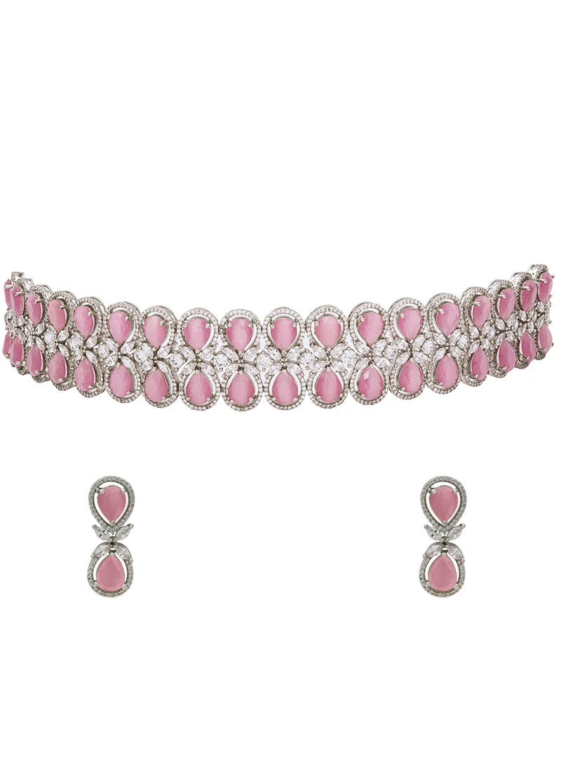 Pink Stones Alloy Choker Party Wear 2 Pink Stones Alloy Choker Party Wear - Image 2