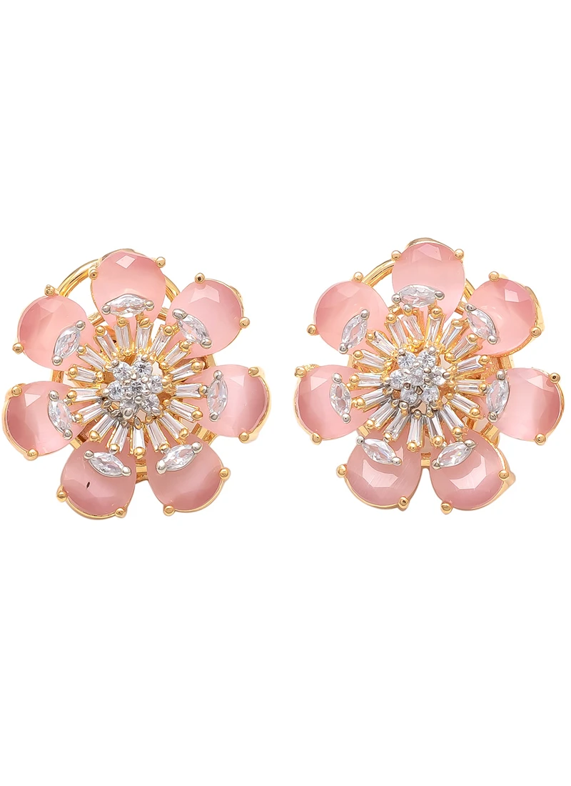 Pink Stones Alloy Studs Party Wear 3 Pink Stones Alloy Studs Party Wear - Image 3