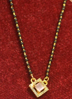 Pink Stones Work Mangalsutra Party Wear -C Bazaar Shop pink stones work mangalsutra hejasvcbhspk023 b