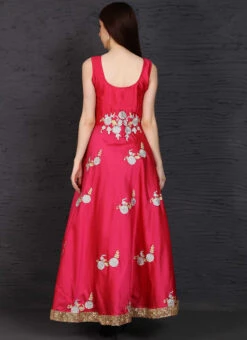 Pink Taffeta Anarkali Suit Party Wear -C Bazaar Shop pink taffeta anarkali suit slsifh990019 b