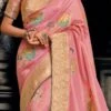 Pink Tissue Silk Zari Work Saree Festive Wear