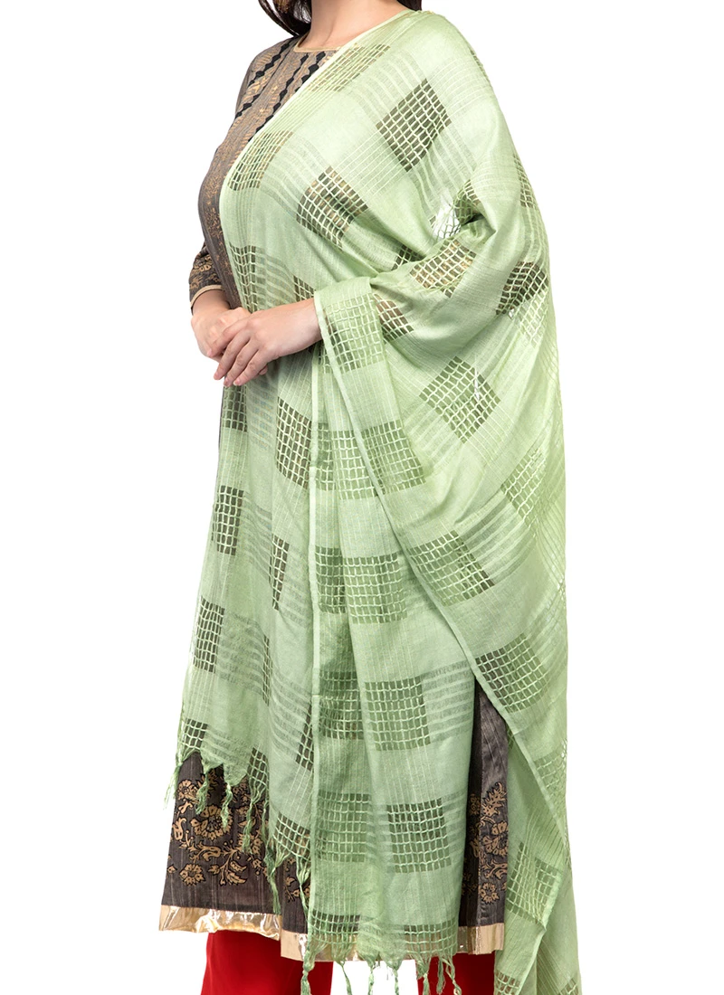 Pista Green Blended Cotton Dupatta After Six Wear 1 Pista Green Blended Cotton Dupatta After Six Wear