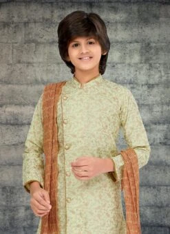 Pista Green Cotton Kids Boys Indowestern Sherwani Festive Wear 5 Pista Green Cotton Kids Boys Indowestern Sherwani Festive Wear -C Bazaar Shop pista green cotton kids boys indowestern sherwani kdbmss6219 b