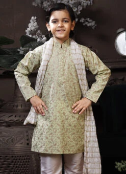 Pista Green Cotton Printed Boys Kurta Pyjama Party Wear -C Bazaar Shop pista green cotton printed boys kurta pyjama kdbmss6209 b