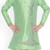 Pista Green Dupion Silk Embroidered Kurta Pyjama Party Wear