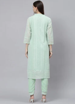 Pista Green Georgette Embroidery Kurta Straight Pant Set Work Wear 7 Pista Green Georgette Embroidery Kurta Straight Pant Set Work Wear -C Bazaar Shop pista green georgette embroidery kurta straight pant set krsmz220888pgr b