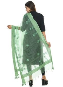 Pista Green Organza Cotton Chikankari Embroidery Work Dupatta Work Wear -C Bazaar Shop pista green organza cotton chikankari embroidery work dupatta dpdmimfd075 b