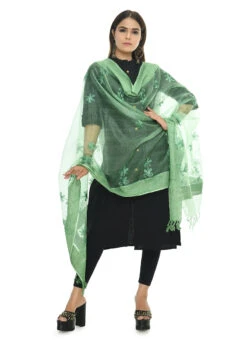 Pista Green Organza Cotton Chikankari Embroidery Work Dupatta Work Wear -C Bazaar Shop pista green organza cotton chikankari embroidery work dupatta dpdmimfd075 u