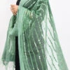 Pista Green Organza Cotton Mirror Embroidery Dupatta Work Wear
