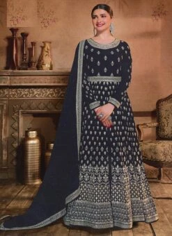 Prachi Desai Black Georgette Embroidery Anarkali Suit Party Wear -C Bazaar Shop prachi desai black georgette embroidery anarkali suit slsacu8580 u