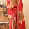 Printed Work Gajiri Pink Color Georgette Saree Party Wear
