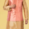 Punch Pink Jacquard Silk Nehru Jacket