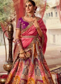 Purple Art Silk Banarasi Stone Work Umbrella Lehenga Wedding Wear -C Bazaar Shop purple art silk banarasi stone work umbrella lehenga ghmkns10257 b