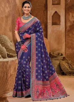 Purple Art Silk Embroidered Saree Party Wear -C Bazaar Shop purple art silk embroidered sari saska37406902 u