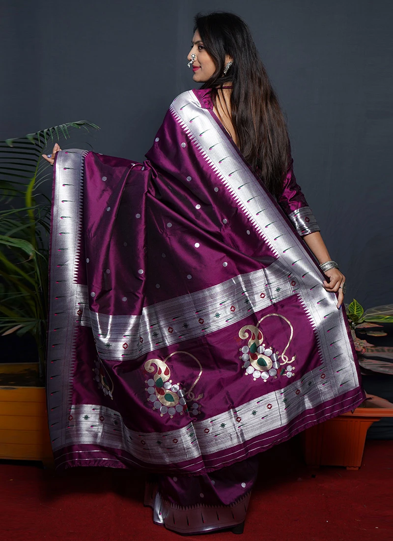 Purple Banarasi Silk Weaving Saree Festive Wear 4 Purple Banarasi Silk Weaving Saree Festive Wear - Image 4
