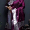 Purple Banarasi Silk Weaving Saree Festive Wear
