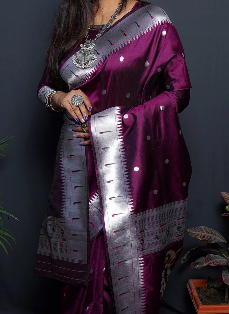 Purple Banarasi Silk Weaving Saree Festive Wear 1 Purple Banarasi Silk Weaving Saree Festive Wear
