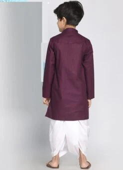 Purple Cotton Blend Solid Stitched Kurta Pyjama Party Wear -C Bazaar Shop purple cotton blend solid stitched kurta pyjama kdbdmf7511ctn b