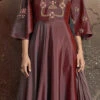 Purple Embroidered Abaya Style Anarkali Suit Party Wear