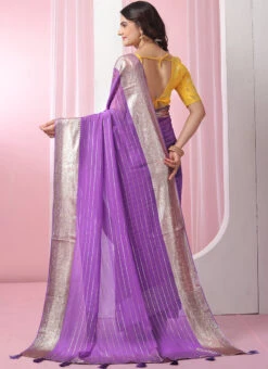 Purple Faux Georgette Saree After Six Wear 7 Purple Faux Georgette Saree After Six Wear -C Bazaar Shop purple faux georgette saree sasacw9133 b