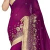 Purple Georgette Embroidered Saree Party Wear