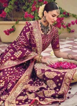Purple Georgette Embroidery Sequins Saree Wedding Wear -C Bazaar Shop purple georgette embroidery sequins saree saska35816609 b