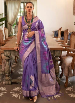 Kalki Koechlin Purple Handloom Weaving Zari Work Saree Festive Wear 6 Kalki Koechlin Purple Handloom Weaving Zari Work Saree Festive Wear -C Bazaar Shop purple handloom weaving zari work saree samkns1079313003 u