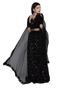 Purple N Black Velvet Sequins A Line Lehenga Festive Wear -C Bazaar Shop purple n black velvet sequins a line lehenga ghsstsktmbr7646 b