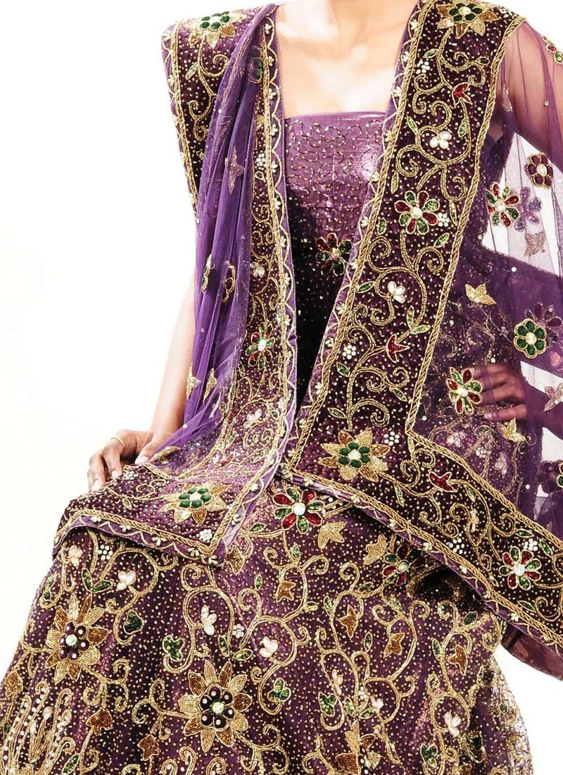 Purple Net Hand Work A Line Lehenga Wedding Wear 1 Purple Net Hand Work A Line Lehenga Wedding Wear