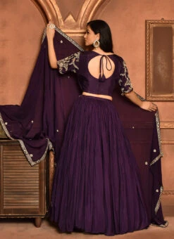 Purple Pure Silk Hand Work A Line Lehenga Party Wear -C Bazaar Shop purple pure silk hand work a line lehenga ghksg4326 b