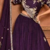 Purple Pure Silk Hand Work A Line Lehenga Party Wear
